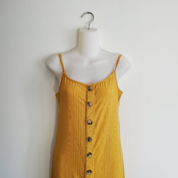 MAGAZINE | Golden mustard yellow button down maxi / midi dress (Size M) - Picture 3 of 10